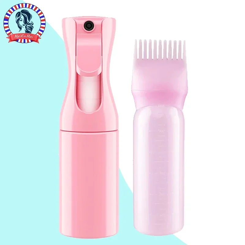 kf-Sb535df30e796415a9c6bdccf8964ef6dk 2-Pack Plastic Refillable Continuous Spray Bottles with Root Comb Applicator - Fine Mist Sprayer for Hairstyling Hair Dye Bottle - Image 1