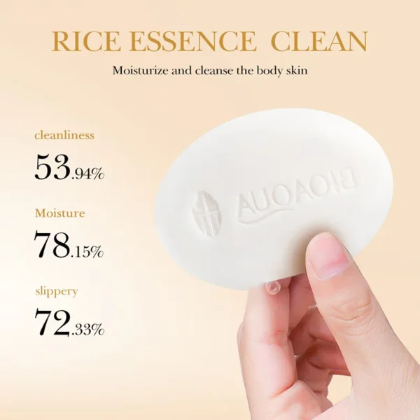 BIOAQUA White Rice Raw Pulp Facial Soap Face Wash Foam Facial Cleanser Moisturizing Oil Control Body Bathing Handmade Soap - Image 5