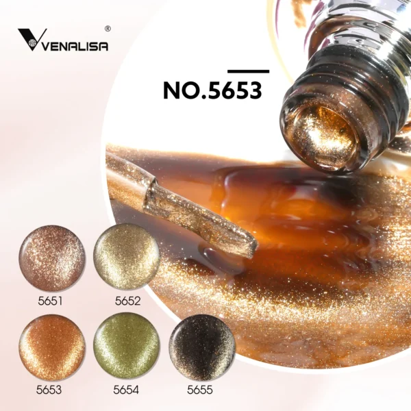 1pc Venalisa 10ml Nail Gel Polish Kit with Soft Texture Round Brush Hema/TPO Free Soak off Sparkle Cat Eye Lacquer Color Palett - Image 7