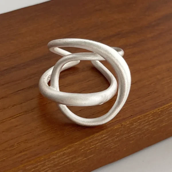 925 Sterling Silver Rings for Women Couple Minimalist Handmade Simple Gold Inter Cross Ring Fine Jewelry Gift Prevent Allergy - Image 5