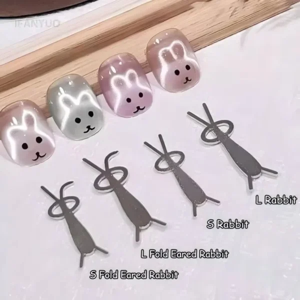 Cute Multi-function Rabbit Shape Cat Eye Magnet Fold Ear Rabbit Panda Pattern Y Shape Suitable for DIY Gel Polish Magnetic Tools - Image 6