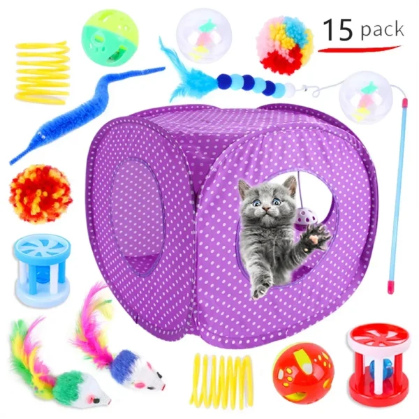 Cat Toys Mouse Shape Balls Foldable Cat Kitten Play Tunnel Chat Funny Cat Tent Mouse Supplies Simulation Fish Cat Accessories - Image 5