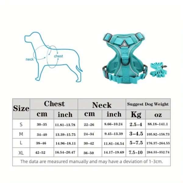 No Pull Dog Harness and Leash Set Adjustable Pet Harness Vest for Small Dogs Cats Reflective Dog Chest Strap Lead Walking - Image 2