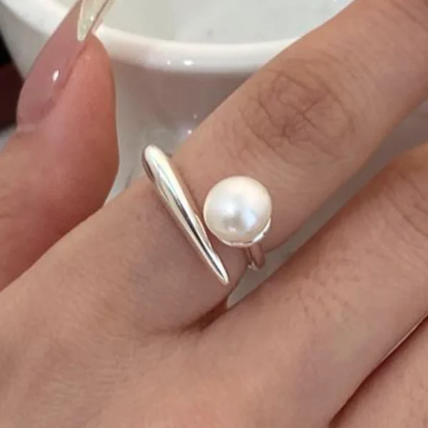 BF CLUB 925 Sterling Silver Ring For Women Pearl Simple Open Vintage Handmade Ring Allergy For Party Birthday Gift - Image 7