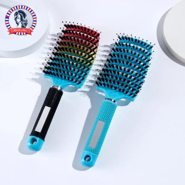 1pc Detangling Brush Bristle & Nylon Detangling Brush with Scalp Massage Comb - Ideal for All Hair Types Includes Cleaning Brush - Image 7