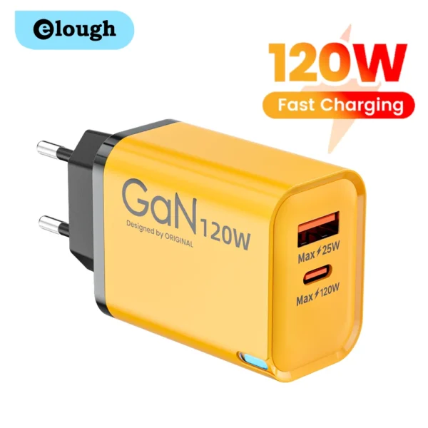 kf-Sb9039ba21f494799aaf5a3ca92e3519bv 120W USB+Type C Fast Charging GaN Mobile Phone Charger With Light For Iphone 16 15 Samsung Xiaomi Huawei Charging Adapter - Image 1