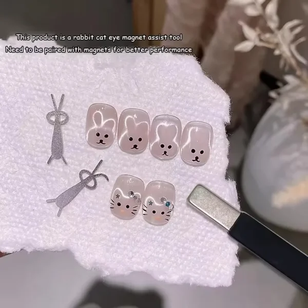 Cute Multi-function Rabbit Shape Cat Eye Magnet Fold Ear Rabbit Panda Pattern Y Shape Suitable for DIY Gel Polish Magnetic Tools - Image 5