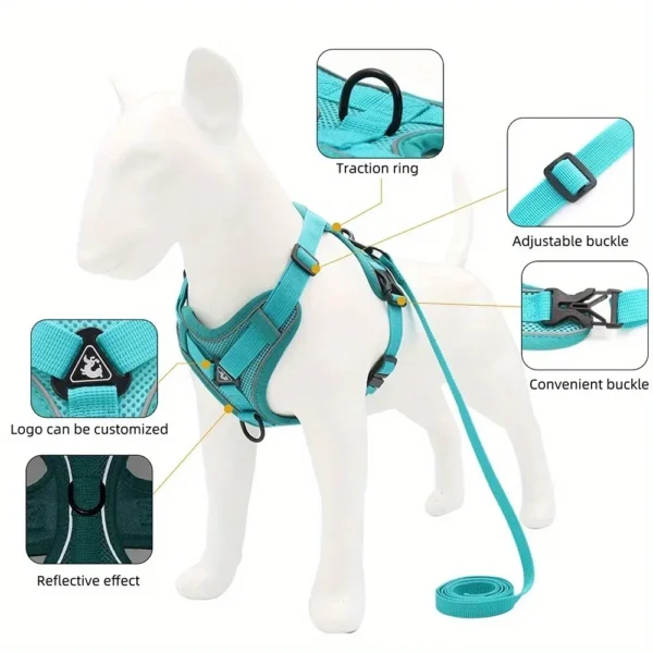 No Pull Dog Harness and Leash Set Adjustable Pet Harness Vest for Small Dogs Cats Reflective Dog Chest Strap Lead Walking - Image 4