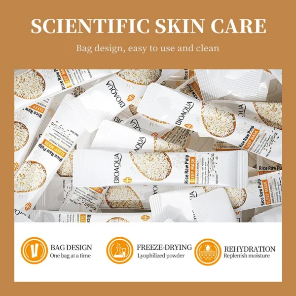 30pcs BIOAQUA Rice Raw Pulp Sleeping Facial Masks Whitening Face Mask Anti Wrinkle Anti-aging Moisturizing Collagen Face Masks - Image 2