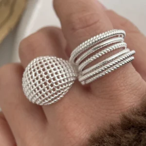 925 Sterling Silver Rings for Women Couple Minimalist Handmade Simple Interware Lines Ring Party Jewelry Gift Prevent Allergy