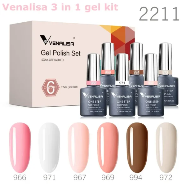 6pcs Venalisa Construction Gel Kit Stronger Jelly Color Reinforce Natural Nail Varnish Rubber Base Color Series Nude Collection - Image 2