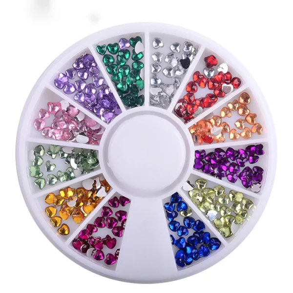 kf-Sbc0a9cc90d18417cb6f7fcc05ad7c420y 1 Box Heart Shape Acrylic Nail Art Decoration Wheel Glitter 3D Design Rhinestone Charm Jewelry Nail Tools - Image 1