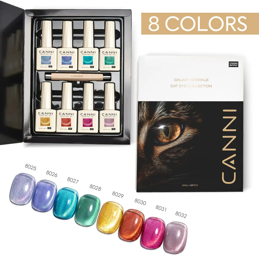 kf-Sbd63e689f0ee48adb34817b69d03d97ex CANNI Glitter Galaxy Cat Eye Nail Gel Polish Kit HEMA/TPO FREE Soak Off UV LED Diamond Sparkle Gorgeous Color Semi Permanent Gel - Image 1