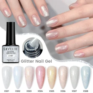 LILYCUTE 7ml Shiny Glitter Nail Gel Polish Pearl Shell Sparkling White UV LED Varnishes Soak Off Gel Manicure Decoration