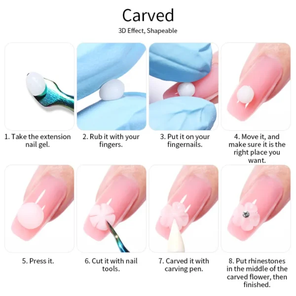 LILYCUTE 8ml Clear Non Stick Hand Solid Extension Nail Gel Polish 3D Shaping Sculpting Carving Flower Acrylic UV Gel Varnish - Image 6