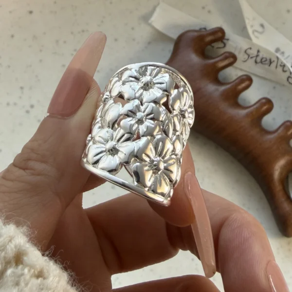 925 Sterling Silver Rings for Women Couple Minimalist Handmade Simple Sparckling Flower Ring Fine Jewelry Gift Prevent Allergy - Image 2