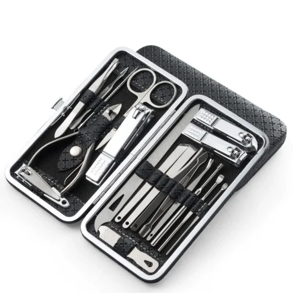 Home Nail Clipper Set of 19 Pieces Large Size Dead Skin Pliers Diagonal to Remove Dead Skin Small Eyebrow Clipper Leather Sleeve - Image 1