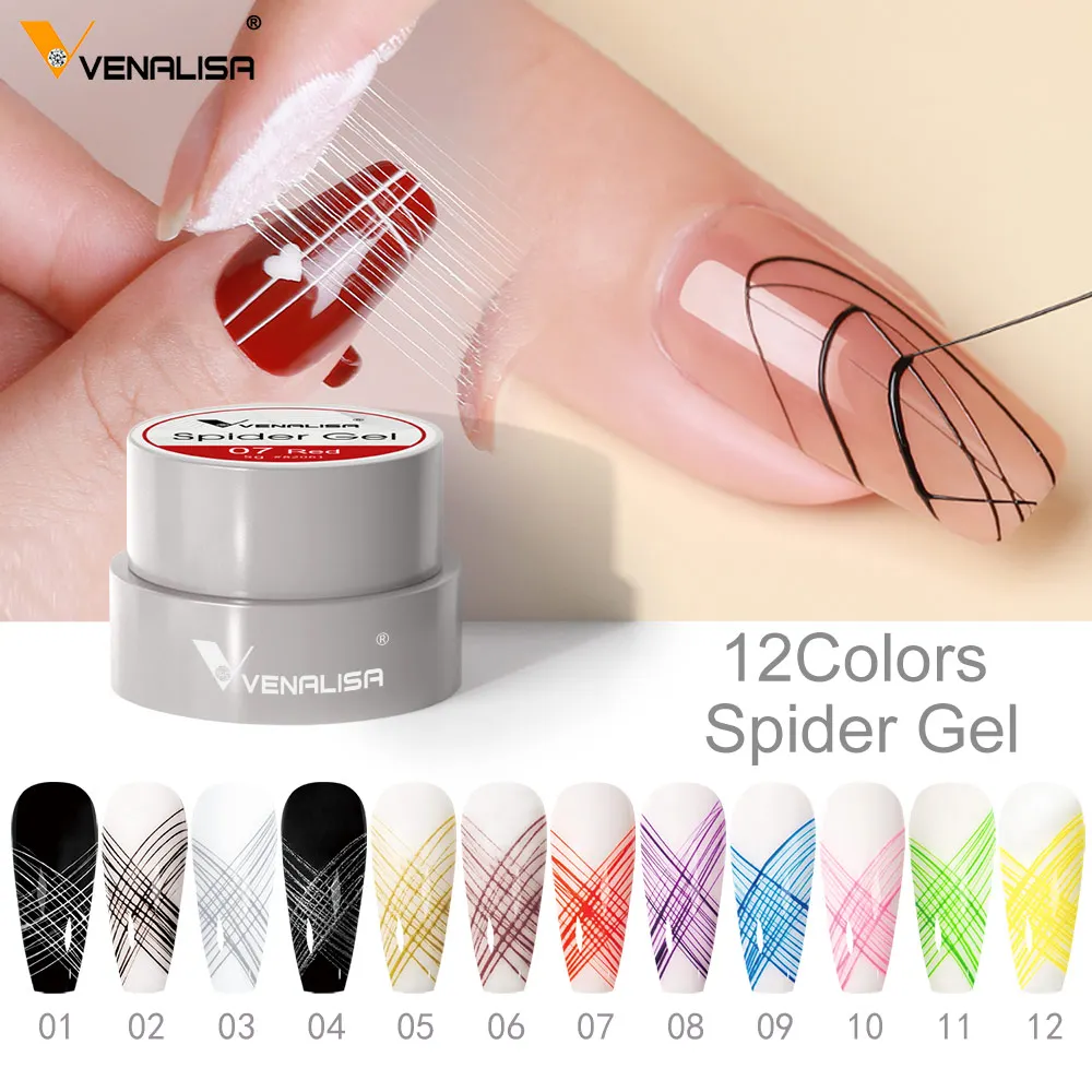 kf-Sbea01014078a4d7289490776c93c8ed6g VENALISA Spider Gel Web Varnish Painting Liner Soak Off UV LED Nowipe Nail Manicure Black White Rose Gold Sliver Color Lacquer - Image 1