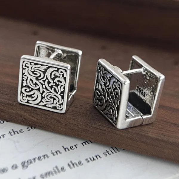 925 Sterling Silver Vintage Earrings For Women Simple Vintage Pattern Earring Jewelry Prevent Allergy Party Accessories Gift - Image 5
