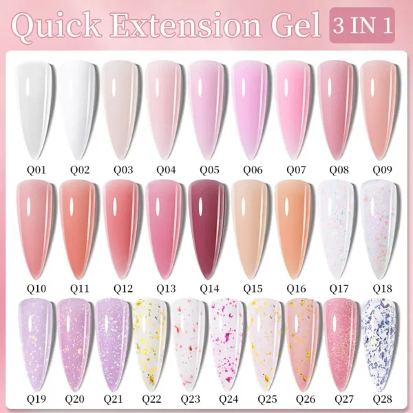 LILYCUTE 7ml Glitter Quick Extension Gel Nail Polish Purple Nude Flakes Vernis Semi Permanent UV Gel Varnishes Nail Art Manicure - Image 5