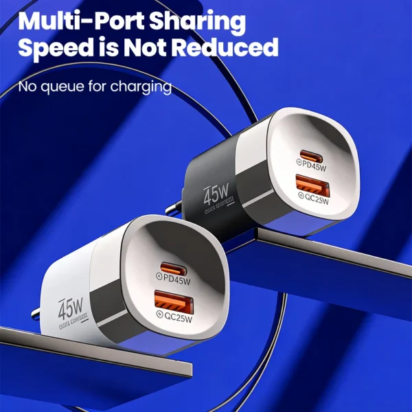 45W Fast Charging USB Type C Phone Charger PD3.0 QC3.0 Super Charge EU/UK/US Charger For Samsung Poco Xiaomi Iphone 17 16 15 - Image 4