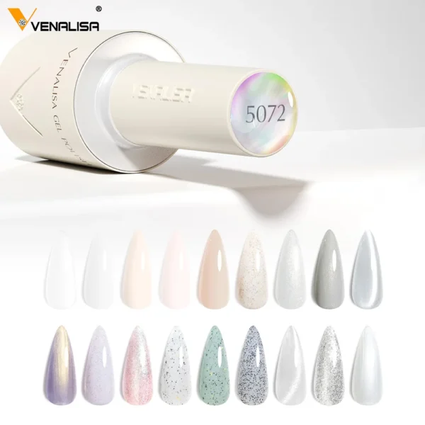 VENALISA 10ml Nail Gel Polish Pastel Pink Base French Nail Art with Rainbow Crystals Soak Off UV LED Long Lasting Semi Permanent - Image 6