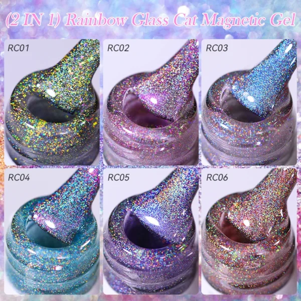 LILYCUTE 7ml Laser Cat Magnetic Gel Nail Polish Blue Purple Glass Gel Nail Varnishes Soak Off Semi Permanent UV Gel For Nail Art - Image 6