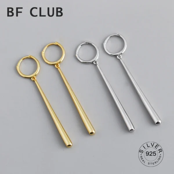 925 Sterling Silver Bar Tassel Earrings Charm Women Gold Plated Trendy Fine Jewelry Prevent Allergy Party Accessories Gifts - Image 7