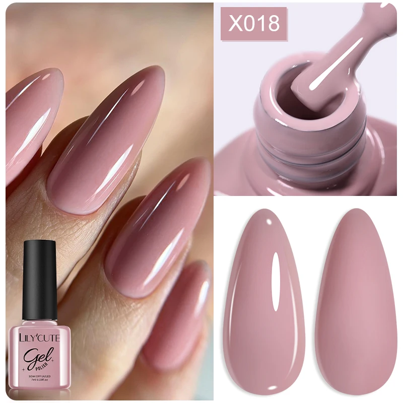 kf-Sc2565fe2af0040e49c20049b9b784c980 LILYCUTE 7ml Nude Pink Nail Gel Polish Glitter Gel Semi Permanent UV Gel Soak off UV LED Gel Nail Varnish For Nail Manicure DIY - Image 1