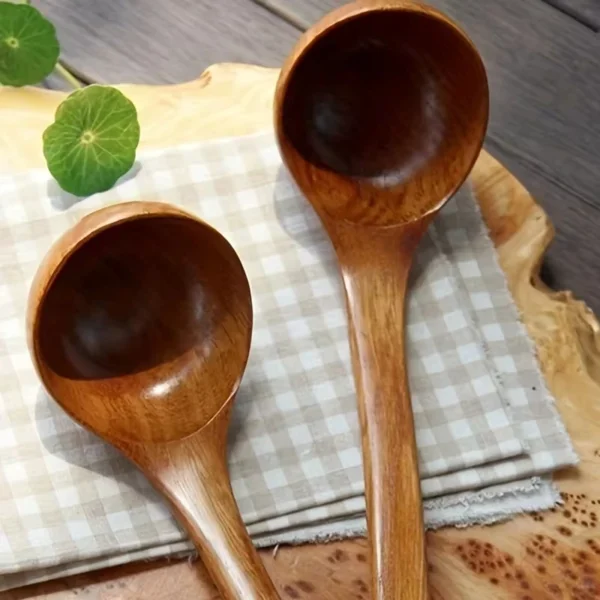 1pc Non-Stick Wooden Cooking Spoon,Daily Solid Anti-scalding Soup Ladle For Kitchen - Image 3