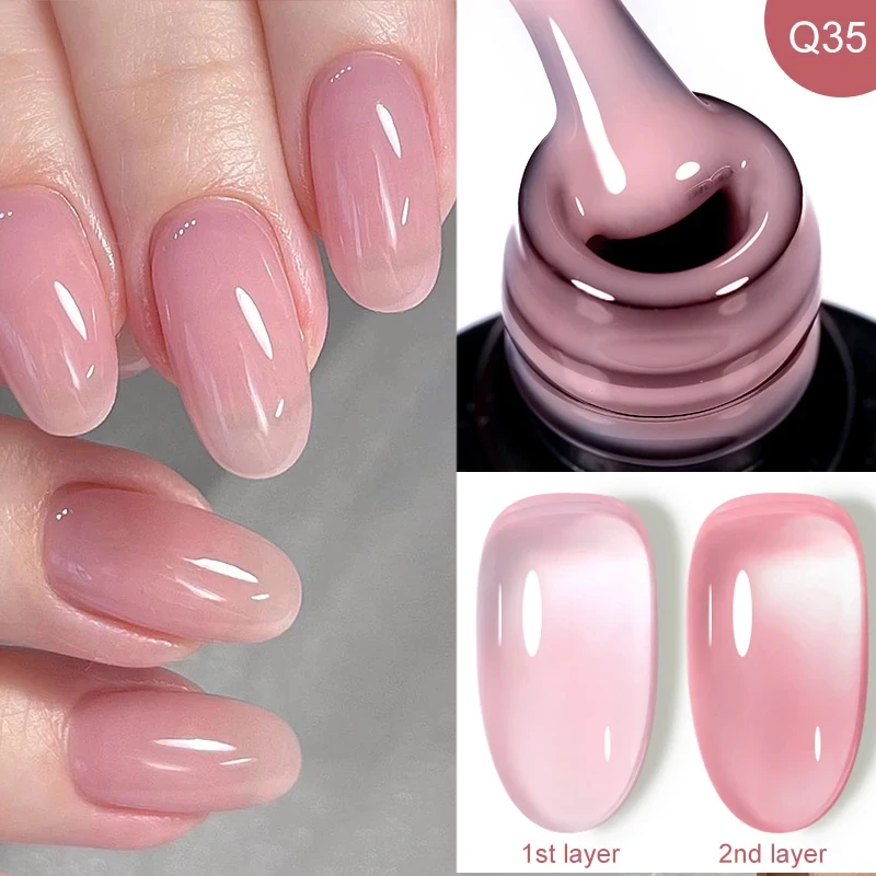 kf-Sc310c9ad7ed3470b86c6e214b5e58055X LILYCUTE Pink Nude Quick Extension Gel Nail Polish 3 In 1 Jelly Transparent Semi Permanent Soak Off Nail Art Construction Gel - Image 1