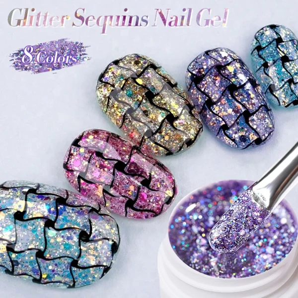 LILYCUTE 7ml Glitter Gel Nail Polish Shining Mineral Sequins Soak Off UV LED Nail Gel Semi Permanent Manicure Nail Art Supplies - Image 2