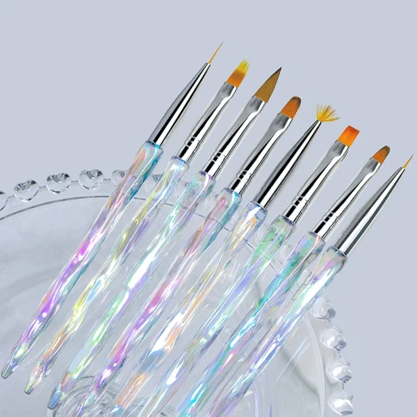 Misscheering 8pcs/set Aurora Acrylic Nail Art Painting Pens for Nail Design Soft Slender Brush Gradient Gel Drawing DIY Brush - Image 5