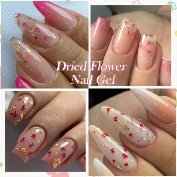 LILYCUTE 8ml Pink Dried Flower Gel Nail Polish Natural Flower Fairy Nail Art Gel Soak Off UV LED Painting Varnish For Nails DIY - Image 5
