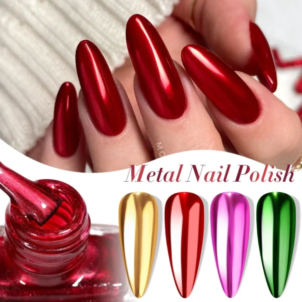 LILYCUTE 7ML Super Bright Silver Metallic Nail Polish No Need Lamp Quick Dry French Style Glass Bottle Manicure Nail Art Varnish - Image 3