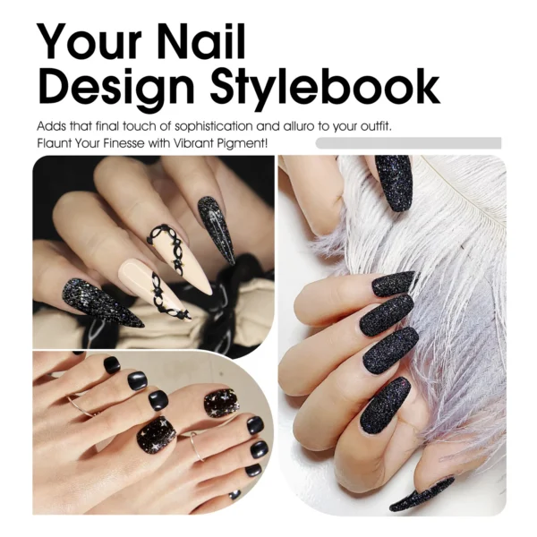 CANNI HEMA FREE Gel Nail Polish Black Glitter Diamond Sparkle Gorgeous Color Long Lasting Soak Off UV LED Gel Lacquer Super Top - Image 6
