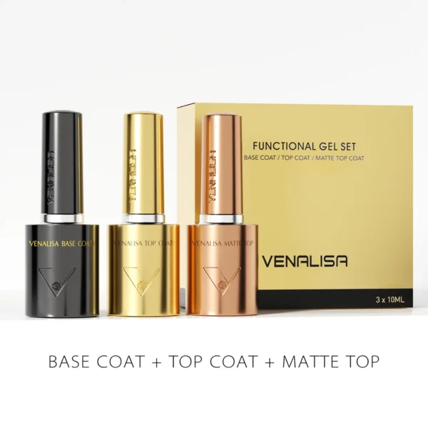 1/2/3pcs Kit Venalisa 10ml Nail Gel Polish HEMA/TPO Free Base Ultra Glossy Diamond Tempered Long Wear Top Coat Matt Gel Varnish - Image 1