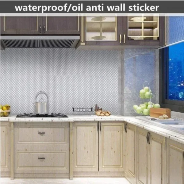 Kitchen Wallpaper Stickers Self Adhesive Aluminum Foil Oil Proof Waterproof Stickers for Countertop Drawer Cabinets Shelf Line - Image 4