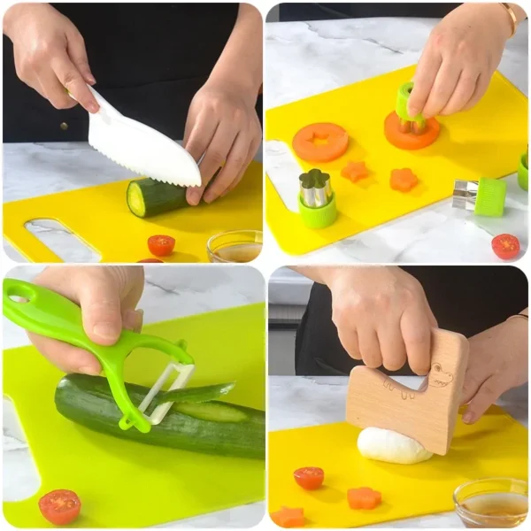 Kids Cooking Cutter Set Kids Knife Toddler Cutter Plastic Cake Fruit Knives Children DIY Peeler Tools Kitchen Accessories - Image 5