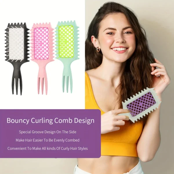 Hair Combs Set 3-in-1 Normal Hair - Hollow Design Curl Enhancing Styling Comb with Massage Feature for Parting and Hair Styling - Image 5