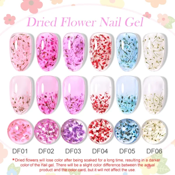 LILYCUTE 8ml Pink Dried Flower Gel Nail Polish Natural Flower Fairy Nail Art Gel Soak Off UV LED Painting Varnish For Nails DIY - Image 3