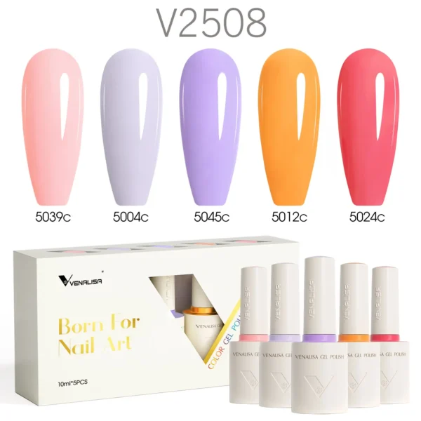 2/3/5pcs Kit Venalisa 10ml Color Nail Gel Polish Kit HEMA/TPO Free Ultra Glossy Diamond Tempered Top Round Shape Brush Varnish - Image 2