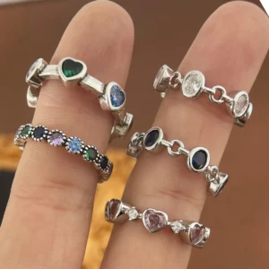 925 Sterling Silver Rings for Women Couple Minimalist Handmade Simple Heart Zircon Ring Party Jewelry Gift Prevent Allergy