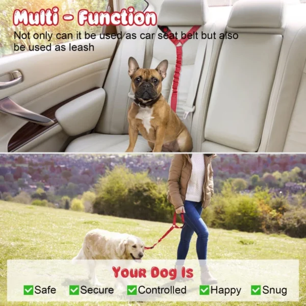 Pet products car seat belt dog leash with buffer elastic reflective safety rope leash dog rope - Image 5