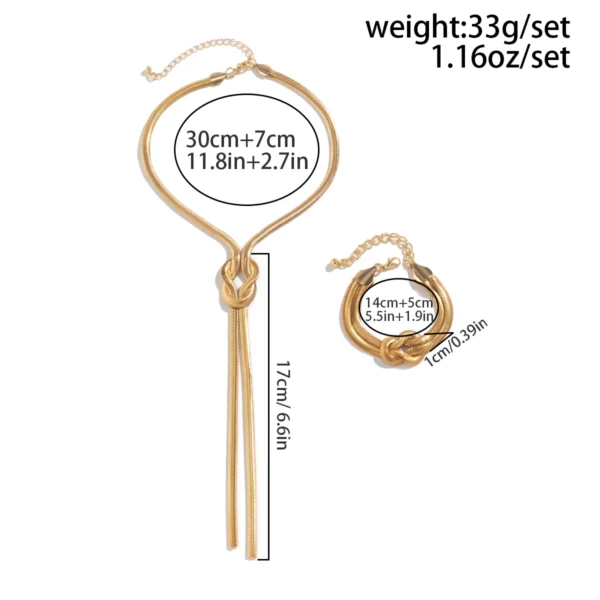 2Pcs/Set Sexy Smooth Long Snake Twisted Chain Necklace Bracelet for Women Vintage Goth Tassel Choker Y2K Jewelry Accessories New - Image 4