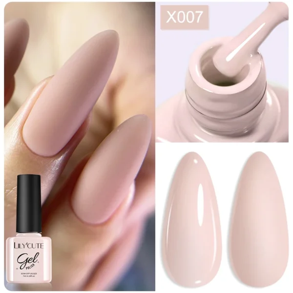 LILYCUTE 7ml Nude Pink Nail Gel Polish Glitter Gel Semi Permanent UV Gel Soak off UV LED Gel Nail Varnish For Nail Manicure DIY - Image 2