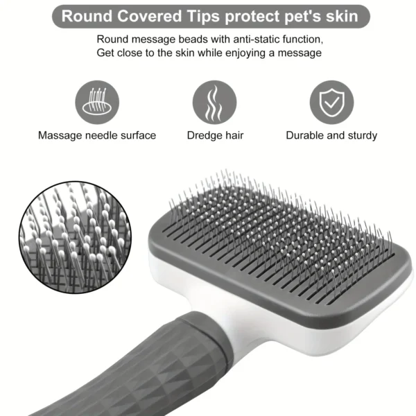 Easy-Clean Pet Grooming Brush Gentle Deshedding Massage Comb with One-Click Hair Removal Dog Grooming for Dogs & Cats Easy-Clean - Image 4
