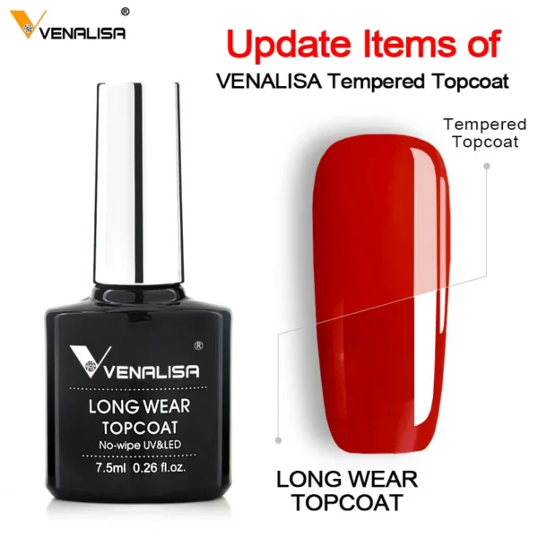 VENALISA New Arrival Long Wear Tempered Nowipe Top Coat Easy Peel Off Water Base Coat Basic Nail Gel Polish Enamel Varnish gels - Image 6