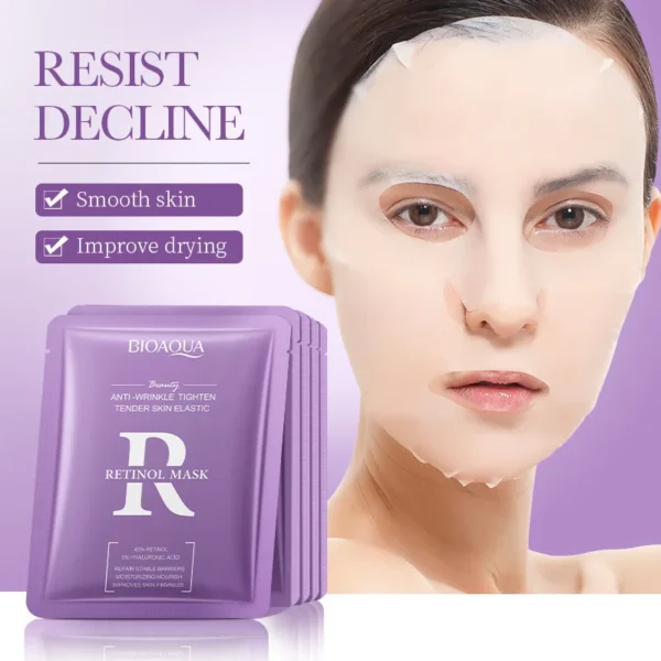 5/10pcs BIOAQUA Snail Hyaluronic Acid Retinol Face Mask skincare Moisturizing Hydrating Firming Facial Masks for Face Skin Care - Image 2