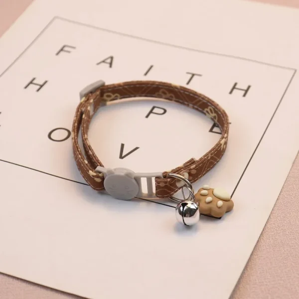 Cute Neck Pet Collar with Bell for Small Dogs Puppy Kitten Stuff Things Accessories Adjustable Footprint Cat Breakaway Collar - Image 4